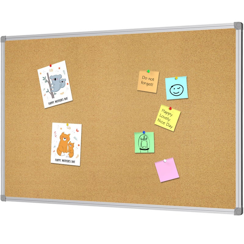 Lockways Cork Board Bulletin Board, Double Sided Corkboard 36" x 24", Wall-Mounted Aluminum Framed Message Presentation Notice Board 3 x 2 - Image 1